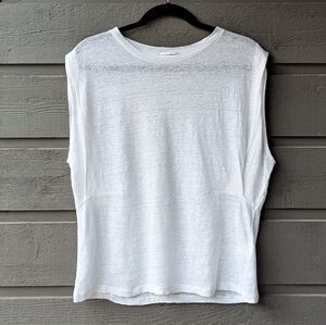 The Open Product White 100% Linen Sleeveless Muscle Tee Size Medium Korean
